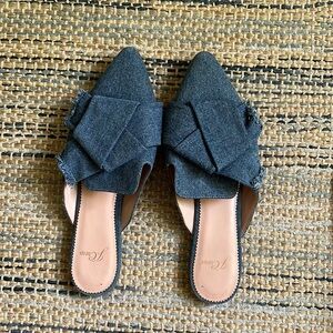 Jcrew Denim Pointed Toe Mules